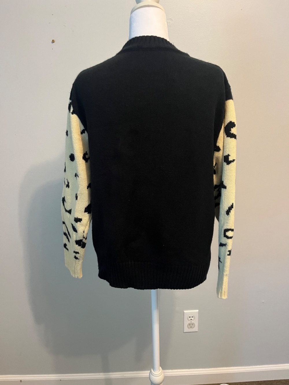 Casual LeopardPrinted Long Sleeves Knitted Pullover Cropped Sweater Top - Large - Picture 3 of 5